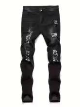 Men's Slim Fit Ripped Straight-Leg Jeans