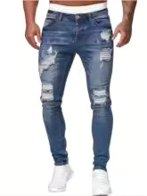 Men's Slim Fit Ripped Straight-Leg Jeans