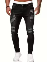 Men's Slim Fit Ripped Straight-Leg Jeans