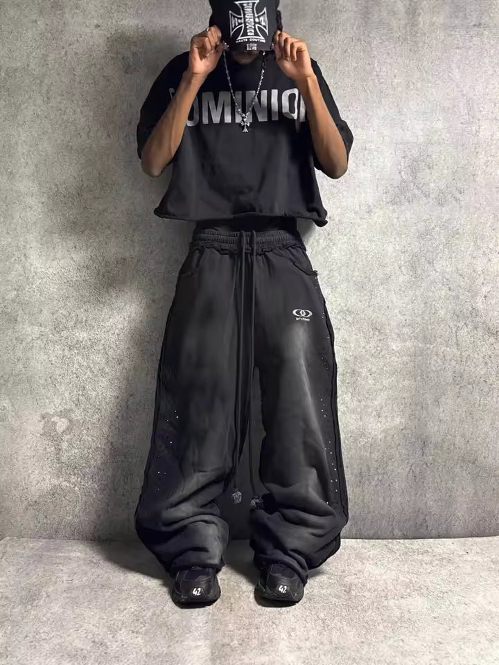 Unisex 2026 New American Street Hot Stamped Pants Retro Loose Straight Leg Trendy Casual Unisex Trousers