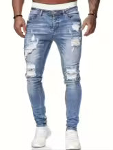 Men's Slim Fit Ripped Straight-Leg Jeans